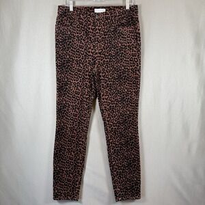 LOFT Women's High Waist Skinny Leopard Print Corduroy Pants Regular Size 10 / 30
